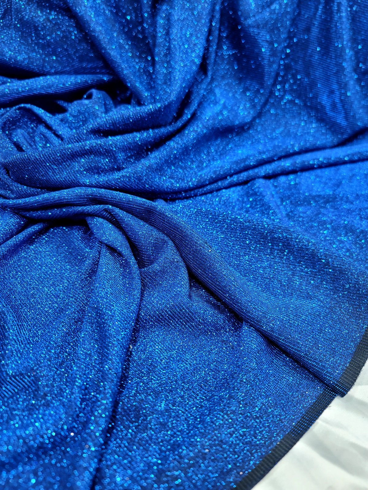 Royal Blue Metallic Lurex Glitter Nylon Spandex Stretch Fabric Sold By The Yard
