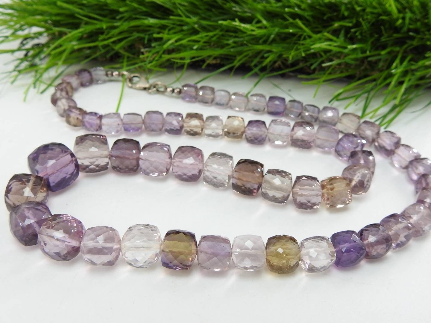 Natural Ametrine Faceted Cube Square Beads 8 Inch Strand 5×5-10x10mm Loose DIY