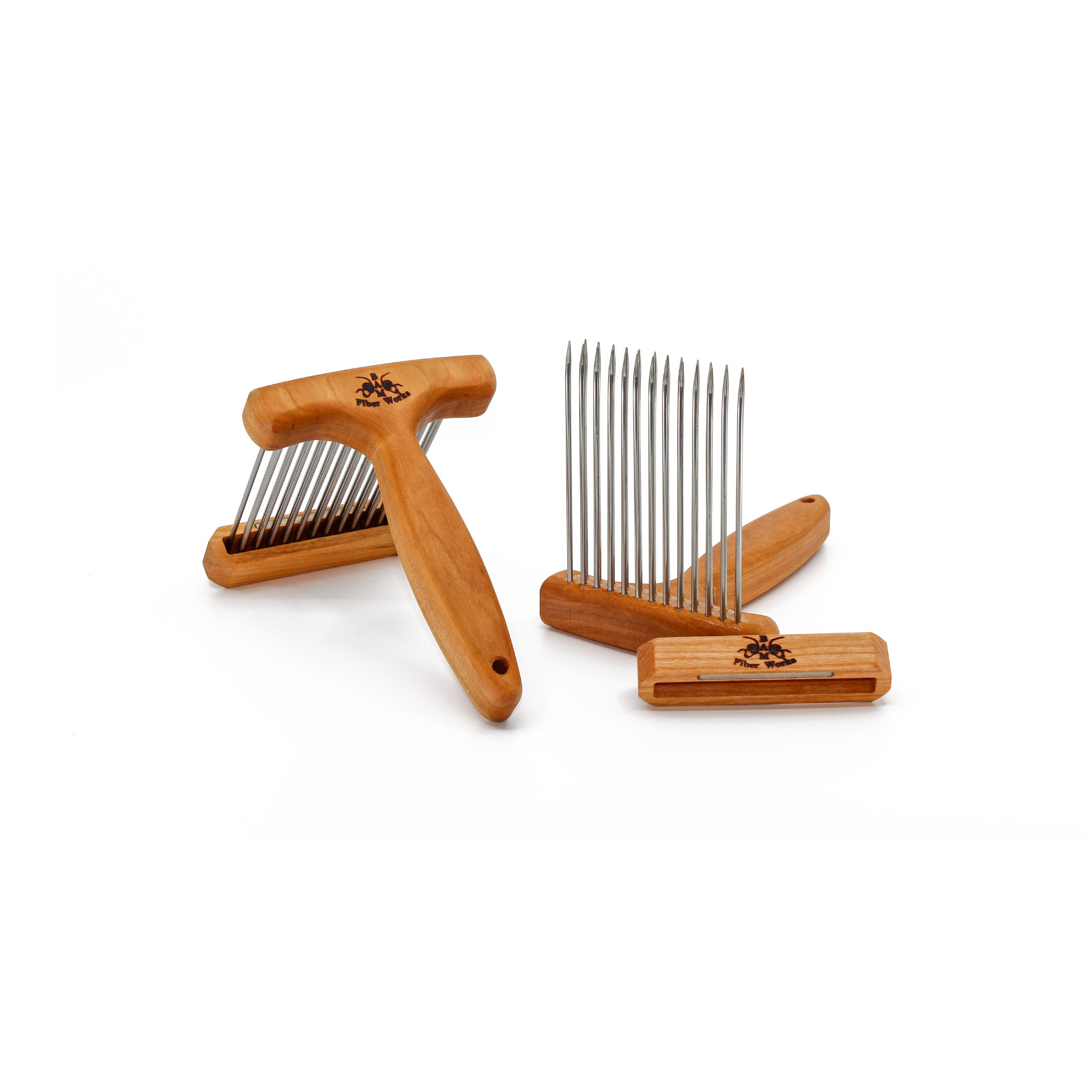 Regular Wool Combs w/Holder – Double Row with Magnet Caps – Fine or Extra Fine –