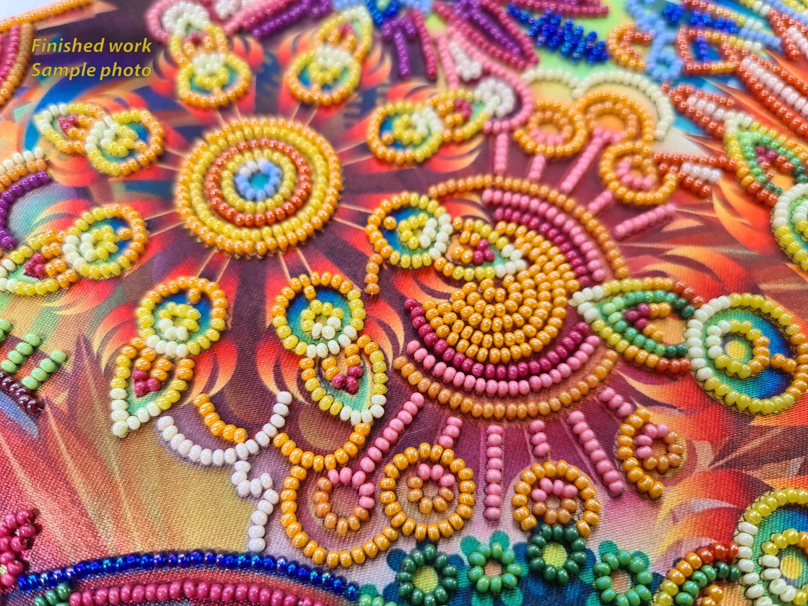 Rainbow Fractal bead embroidery kits Abstract beaded cross stitch kit
