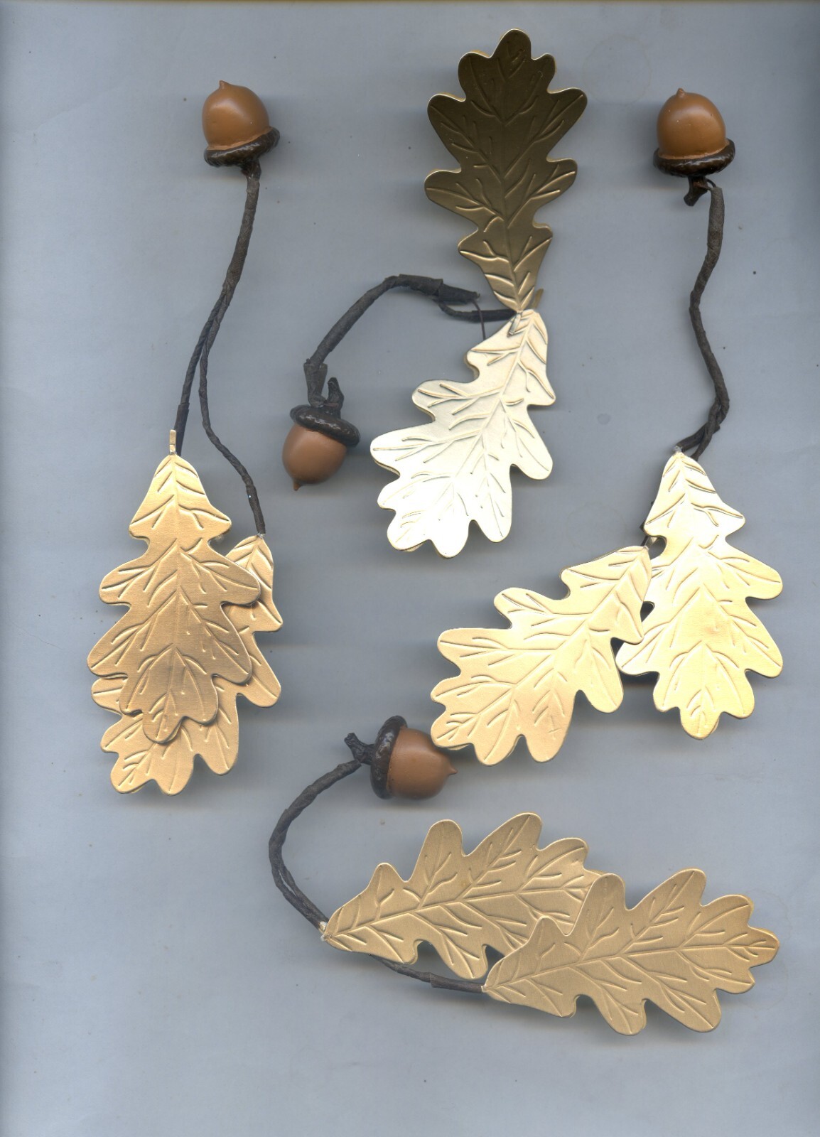 Vintage 80’s Gold Paper Oak Leaf/Plastic Acorn/Florist Tape Wire/Tags Craft Lot