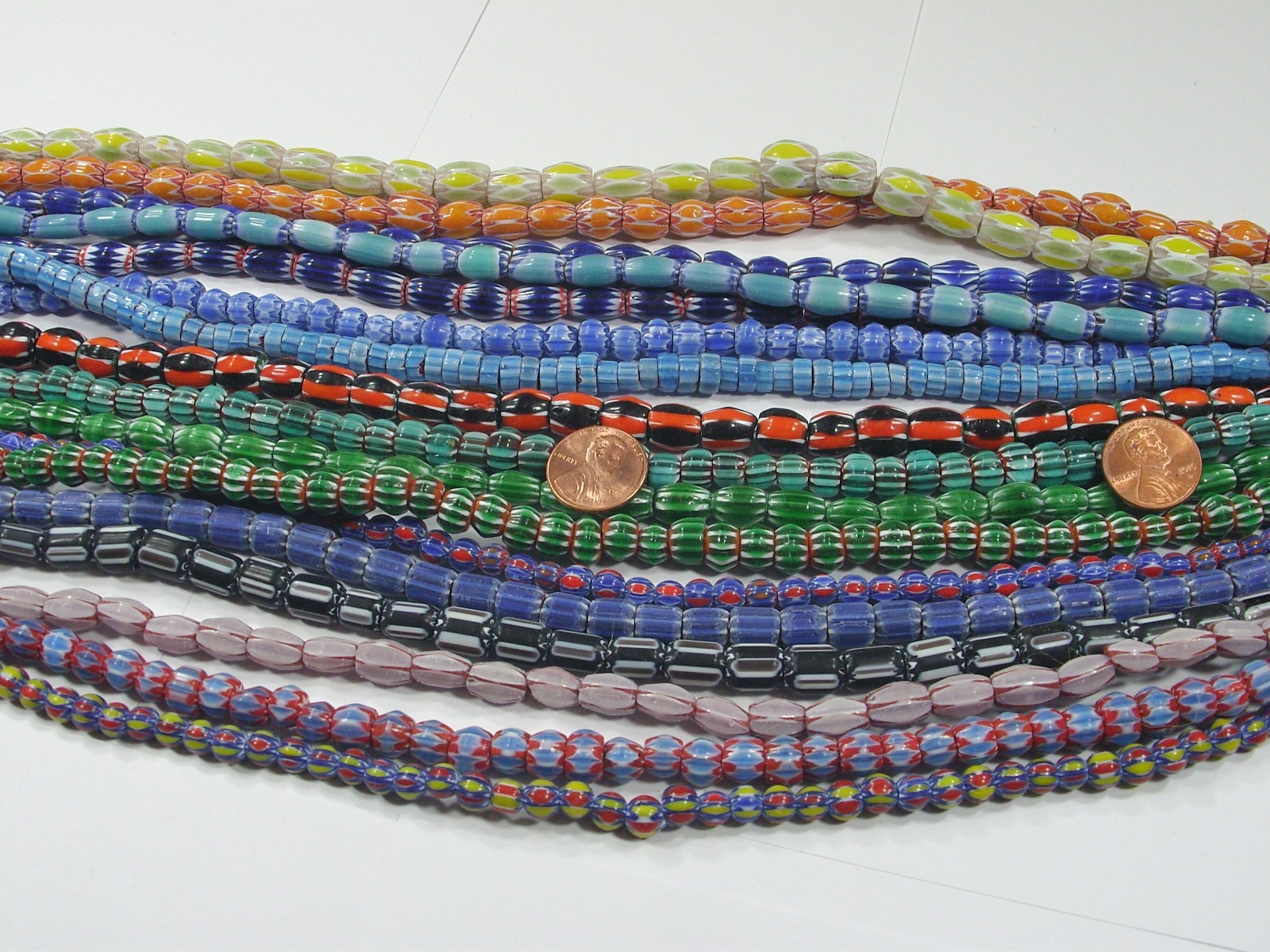 15 Strands 15″ Assorted India Handmade Chevron Glass Beads Bulk Lot (QZP-2)