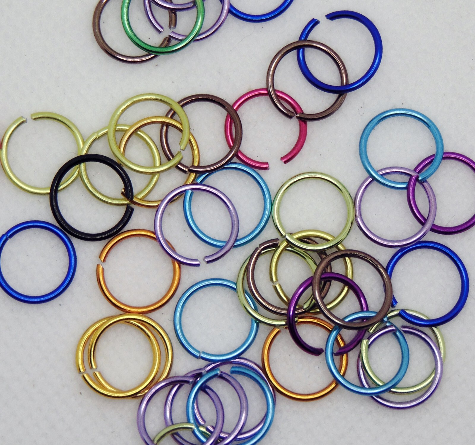 Color Mix Aluminum Jump Rings 6mm 8mm 10mm ~ 10 gram bags (150 – 400 pcs)