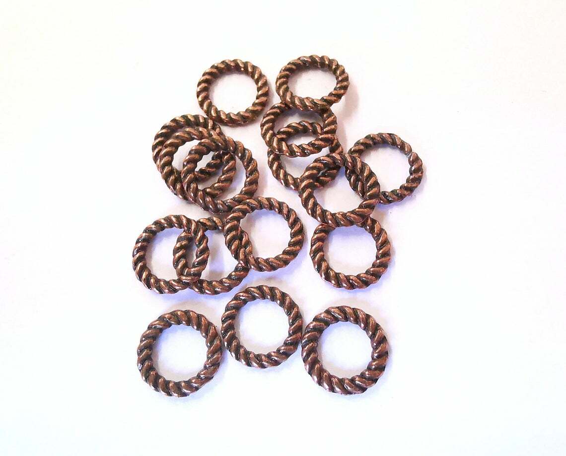 10 Twisted Circle Findings Antique Copper Plated Jewelry Parts (10 mm) G21456