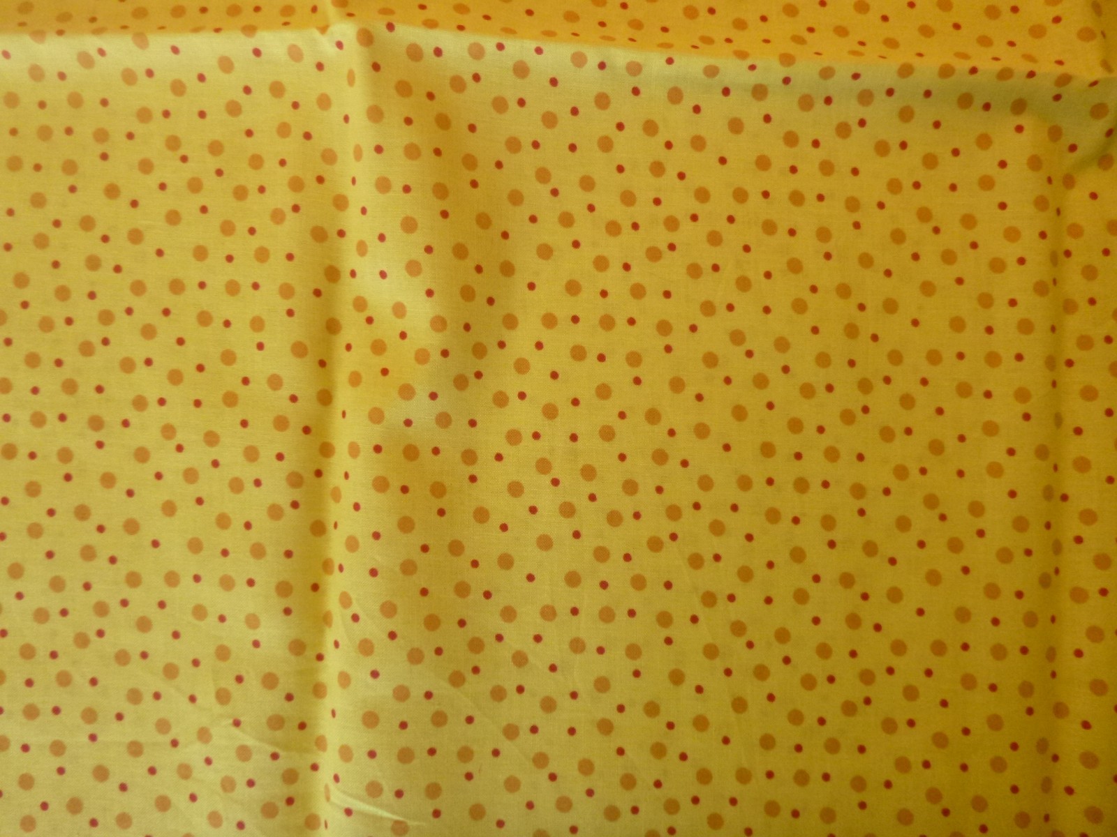 Yellow and Red Dots on Yellow Cotton Fabric 44 inches wide x 36 inches long