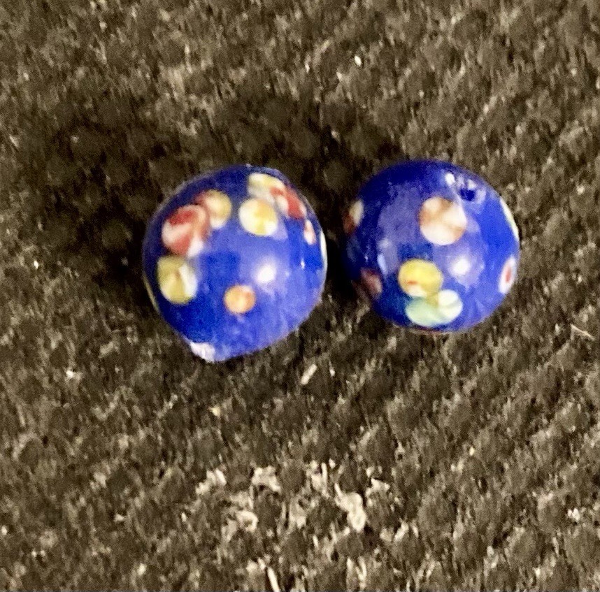 Vintage 6mm Cobalt Blue Millefiore Beads Lot of 48 Handmade in Japan