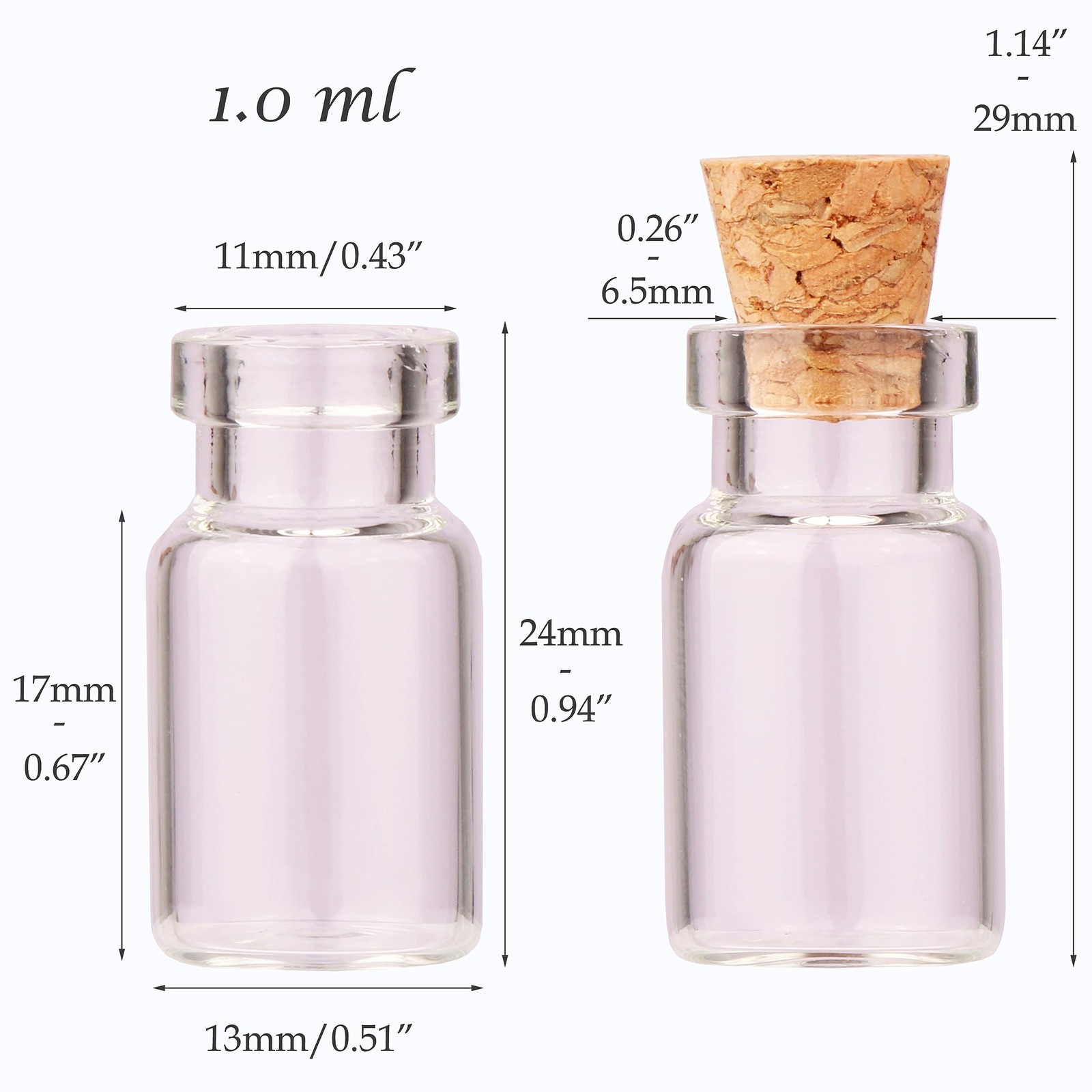 MaxMau 100pcs 1ml Small Mini Glass Bottles Jars with Cork Stoppers Tiny Vials…