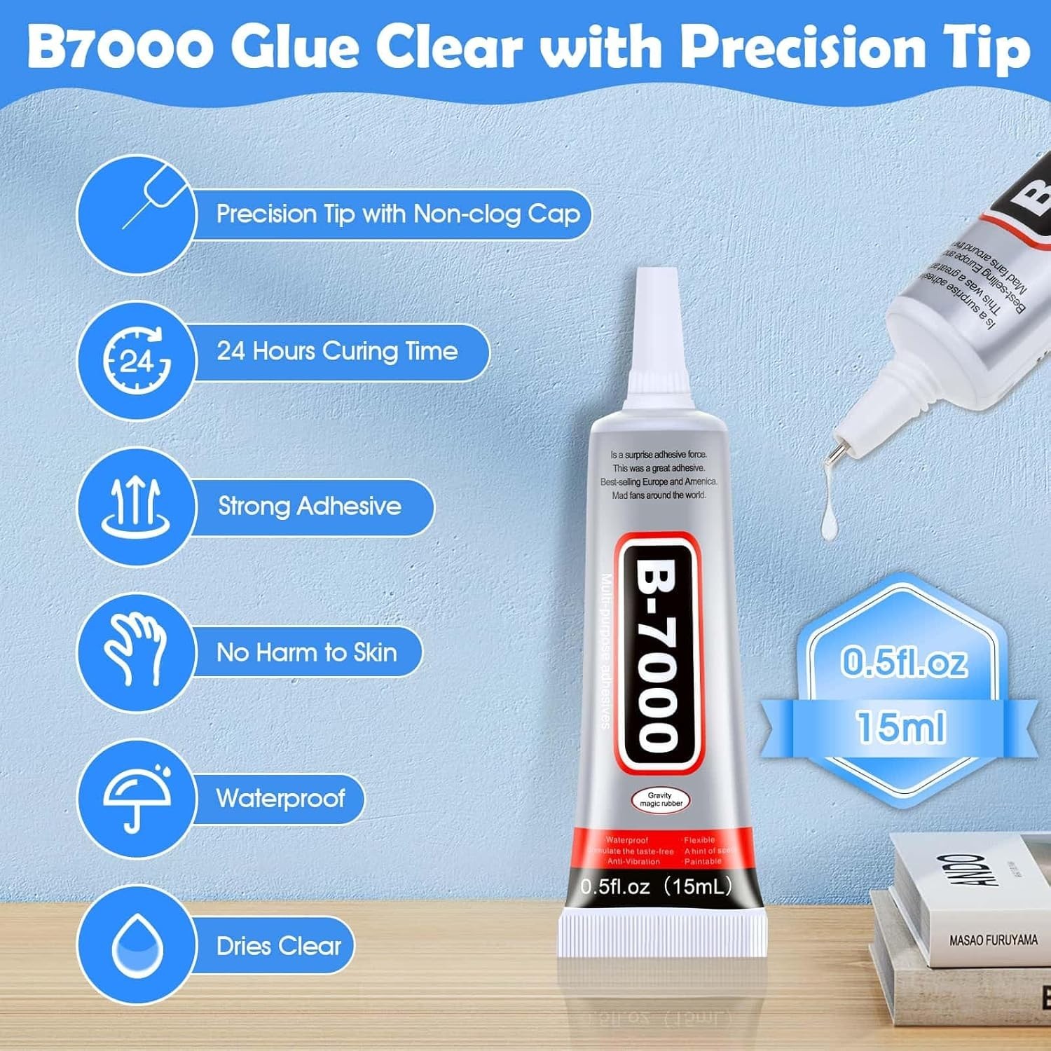 B-7000 Glue Clear 4 Pack – 15ml Jewelry Rhinestone Fabric Phone Repair Adhesive.