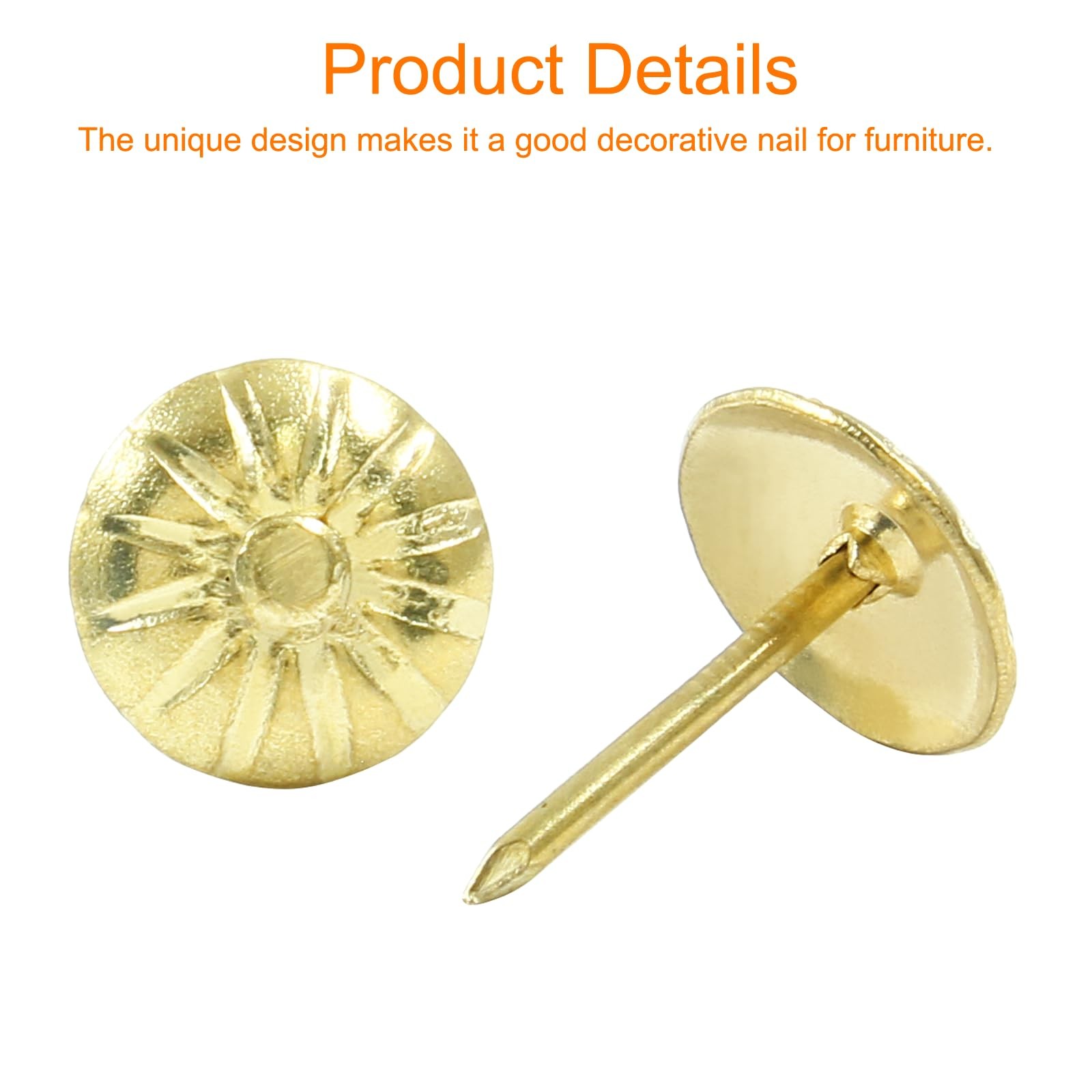 100PCS Gold Brass Upholstery Decorative Tacks, Antique Furniture DIY Nails Up…