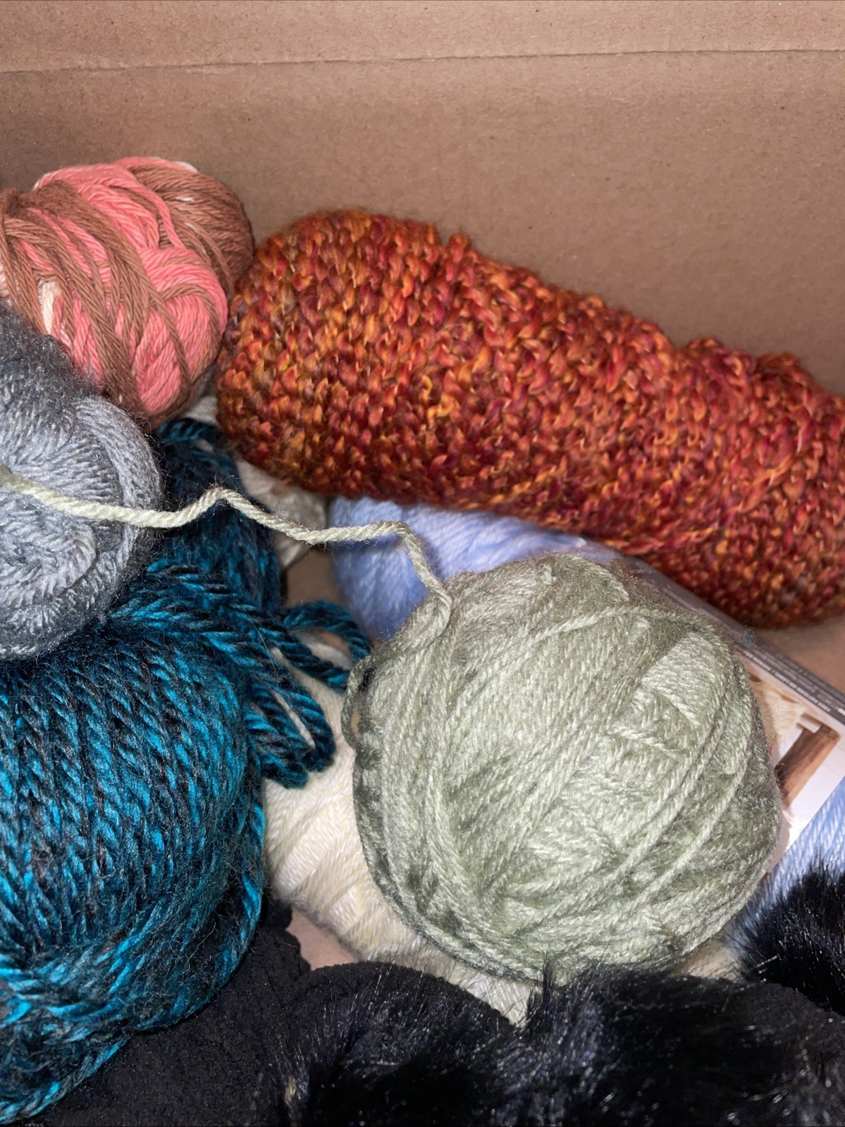 2 lbs Mixed Scrap Yarn Lot Assorted Colors, Sizes & Fiber Content