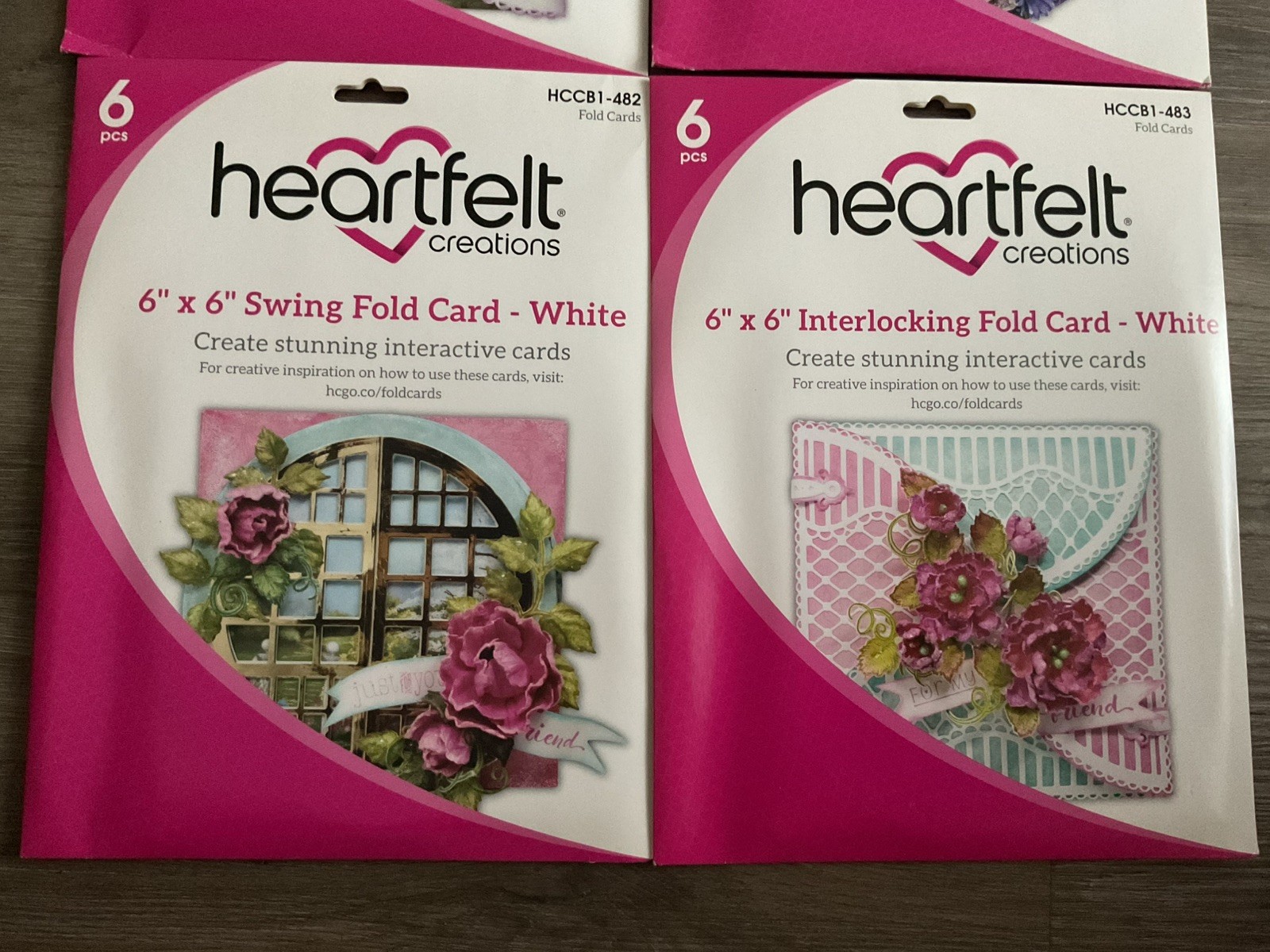 NEW Lot Of 4 Heartfelt Creations 6×6 Fold Card ~ Shutter,Round,Swing, More