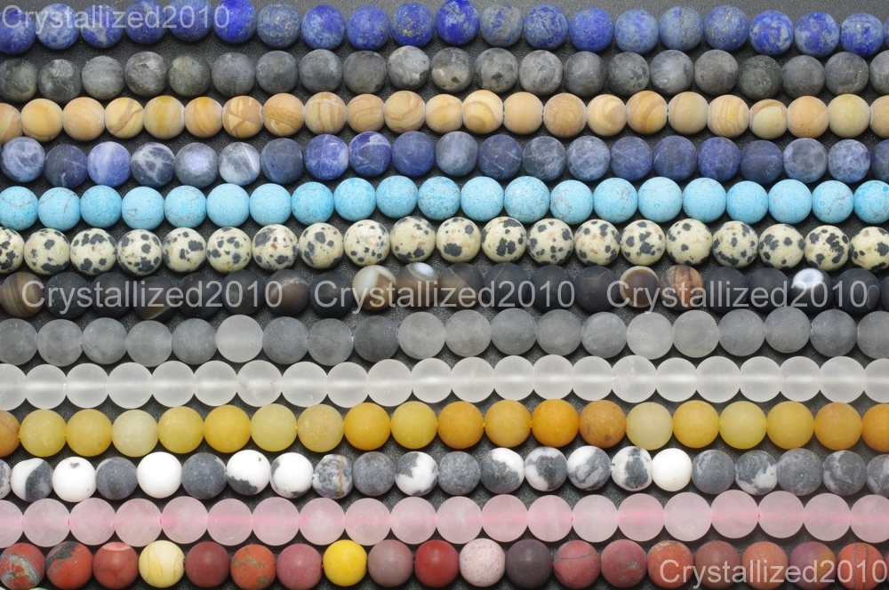 2 Strands Natural Matte Frosted Gemstone Round Loose Beads 4mm 6mm 8mm 10mm 15″