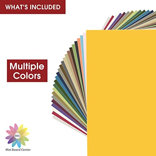 Pack of 25 Uncut Mat Boards Assorted Colors Full Sheet for DIY Frames Crafts