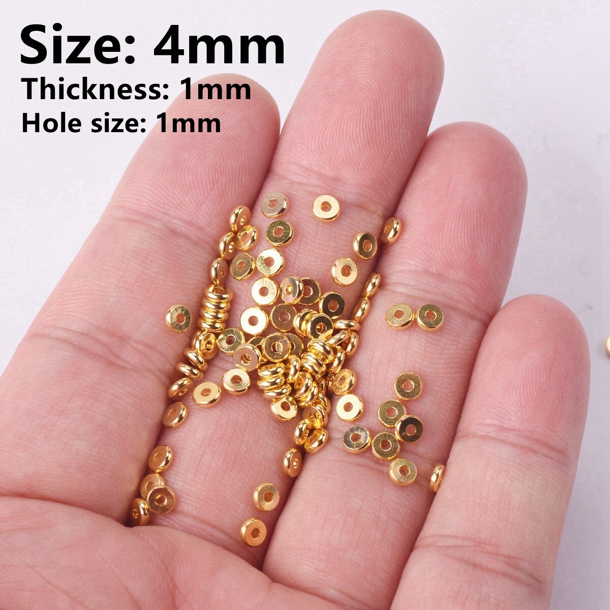 Flat Gold/Silver/Rose Gold Round 4/5/6/7/8/10/12/14mm Brass Metal Loose Beads