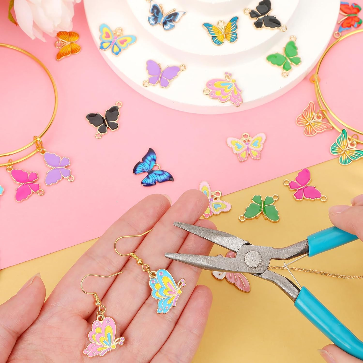 40Pcs/20 Pairs Butterfly Charms, Mixed Butterflies Charms for Jewelry Making, As