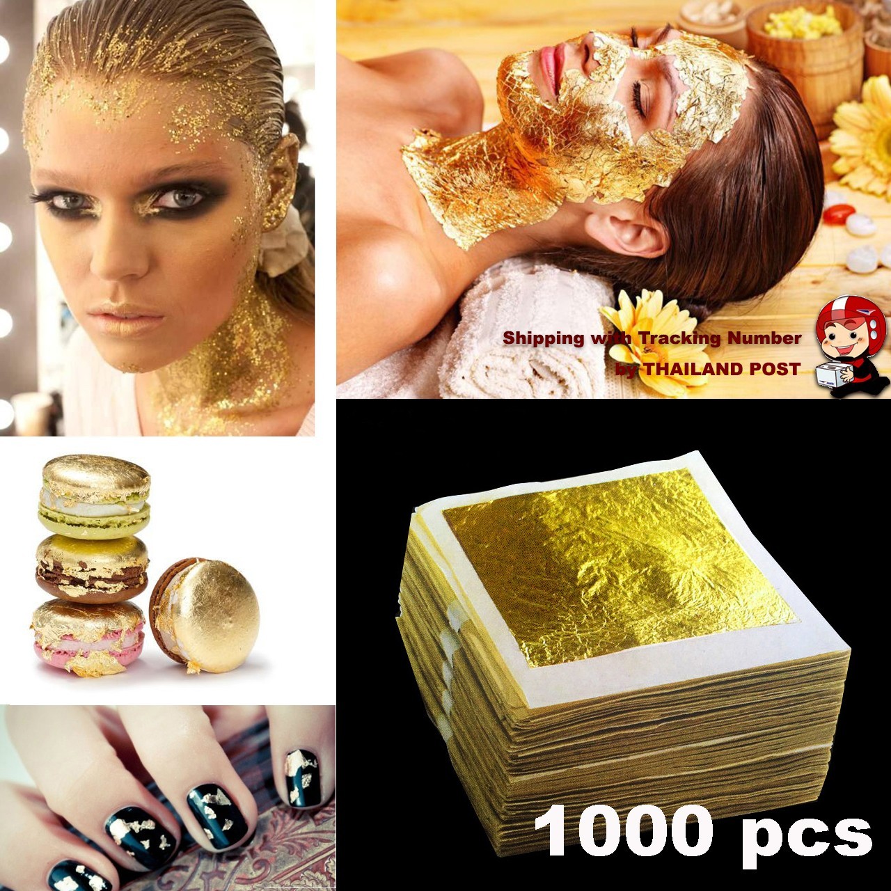 Pure Edible Gold Leaf 24K Art Food Facial Spa Gilding Make Up Nail Fashion x1000