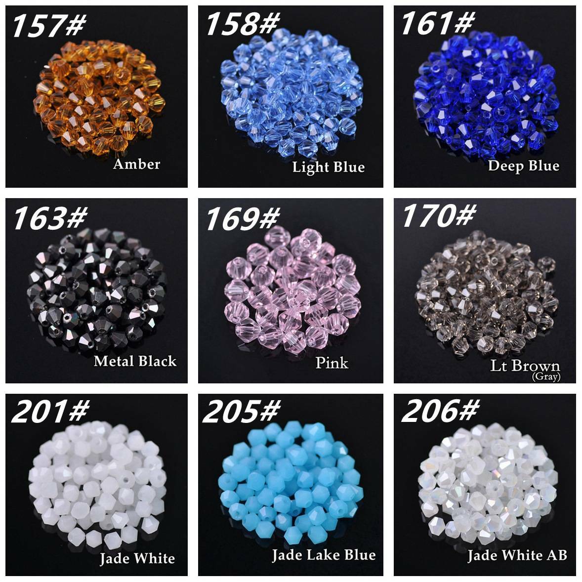 3mm 4mm 6mm 8mm Bicone Faceted Crystal Glass Loose Crafts Beads Jewelry Making