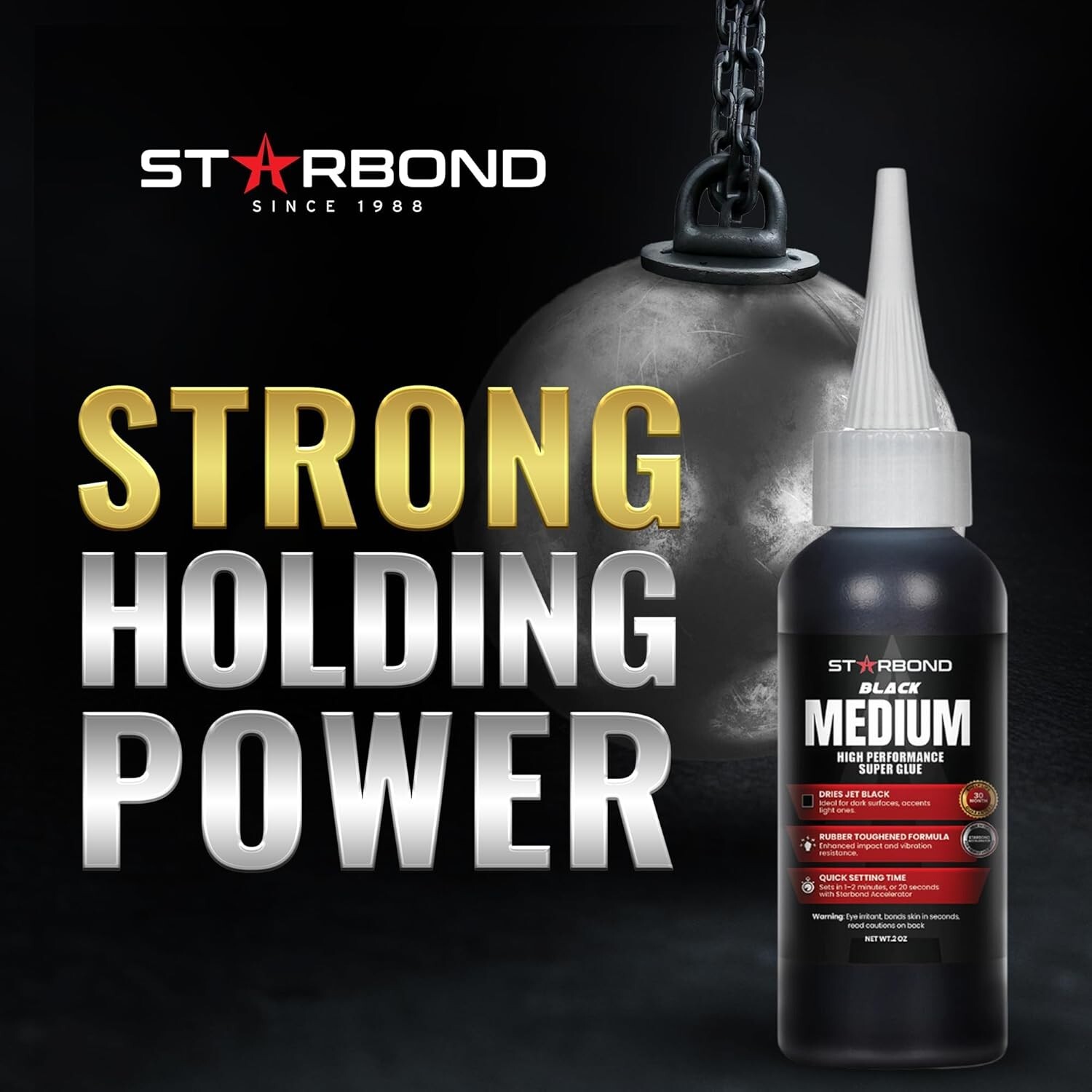 Starbond 2 oz. Black Medium – Super Glue (Premium Cyanoacrylate CA Glue)