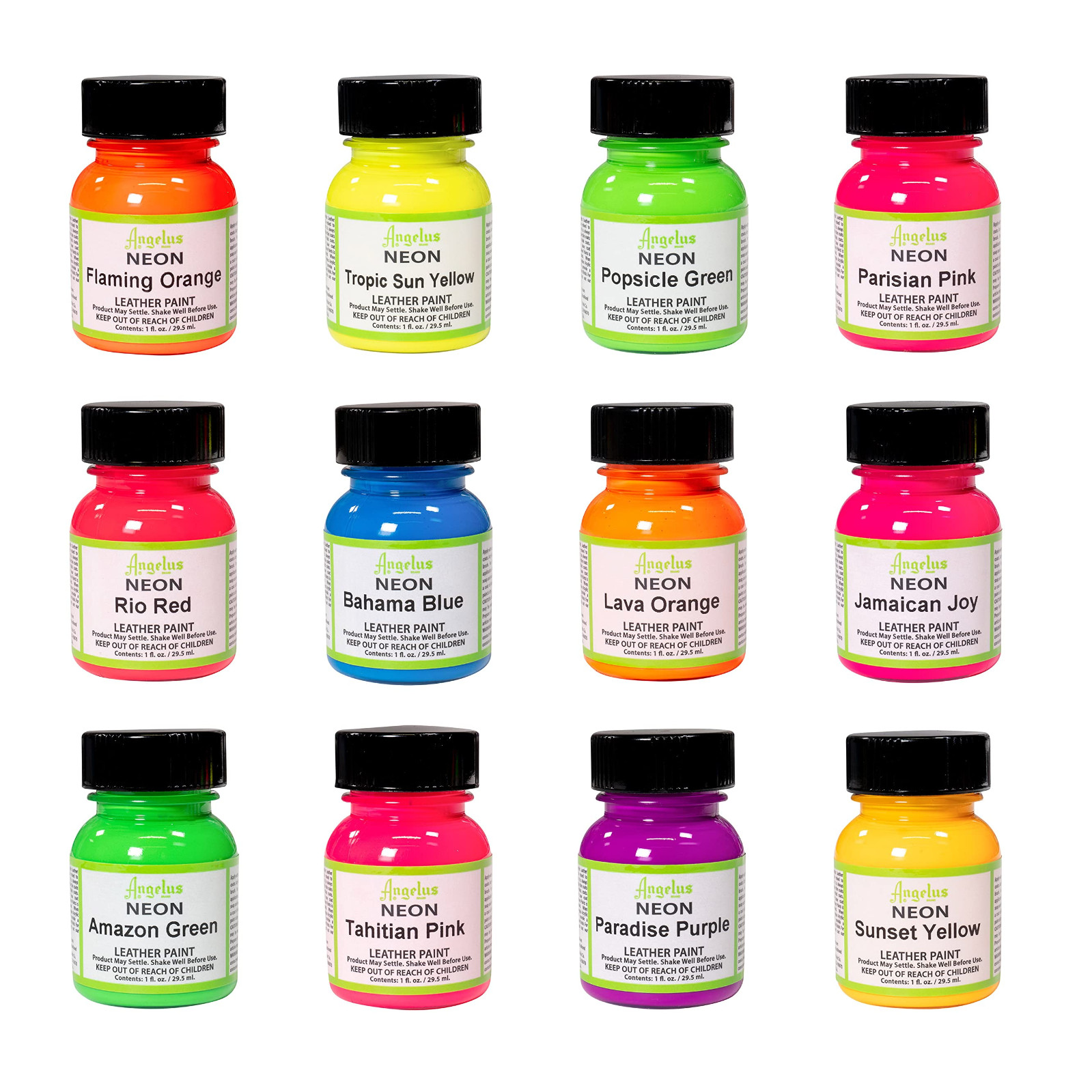 Angelus Acrylic Leather Paint Water Resistant Neon lava orange – 1 Fl.OZ