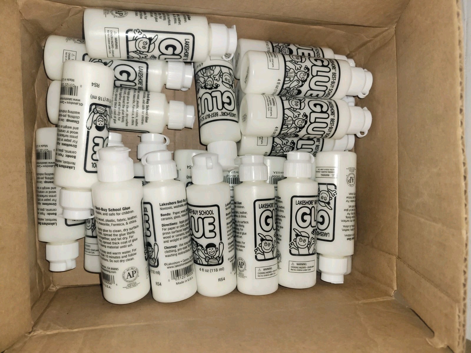 New 24 Set Lakeshore Washable School Glue 4 Oz Bottle Safe Non-toxic White