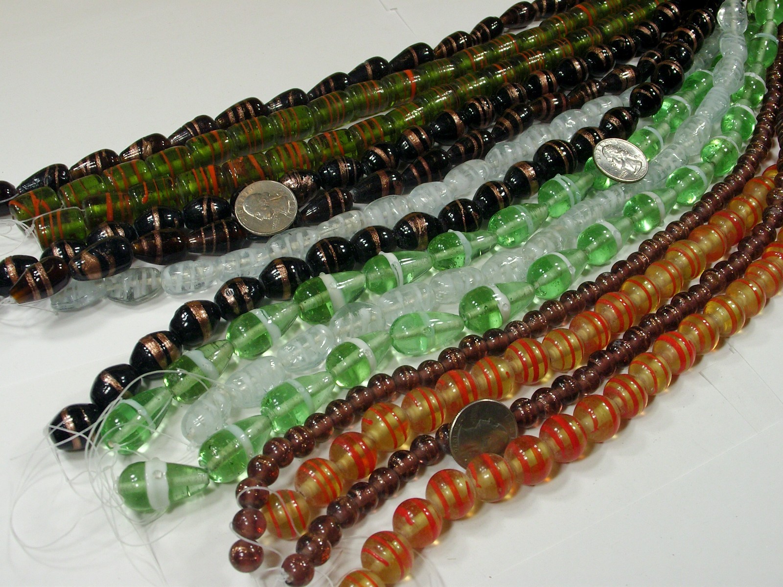 14 Strands (15″) Assorted Closeout India Handmade Glass Beads Lot (MQD-2)⭐