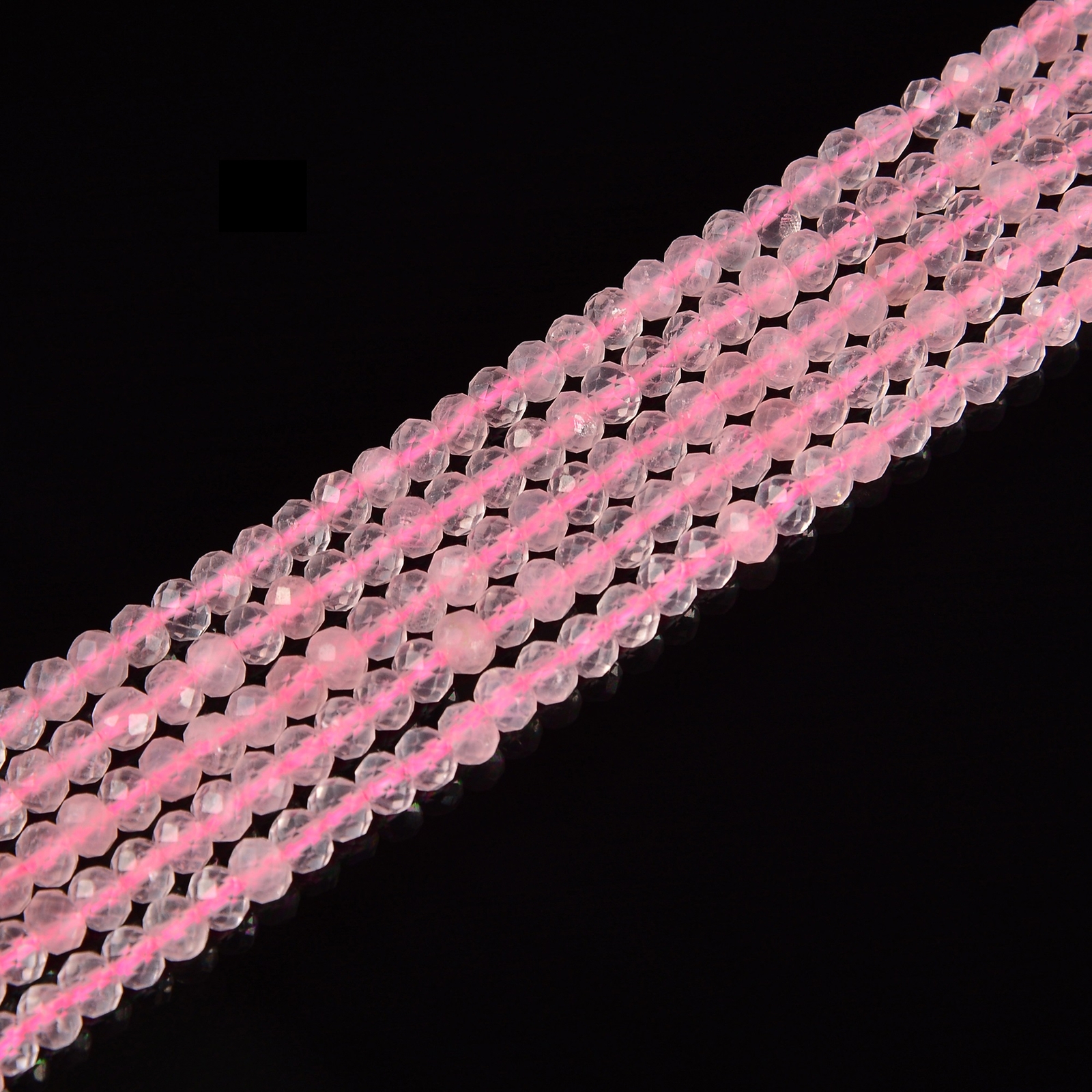 Rose Quartz Faceted Rondelle Beads Size 2x3mm 3x4mm 15.5” Strand