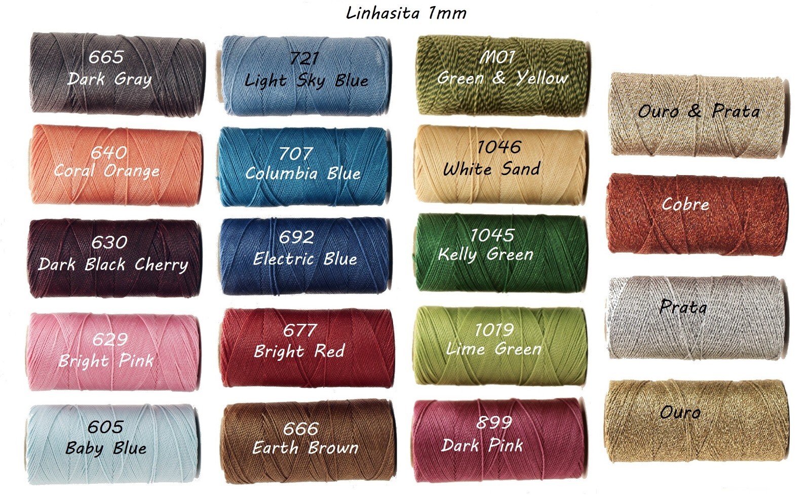 Linhasita Waxed Polyester 1mm CORD (170m/186yd), washable