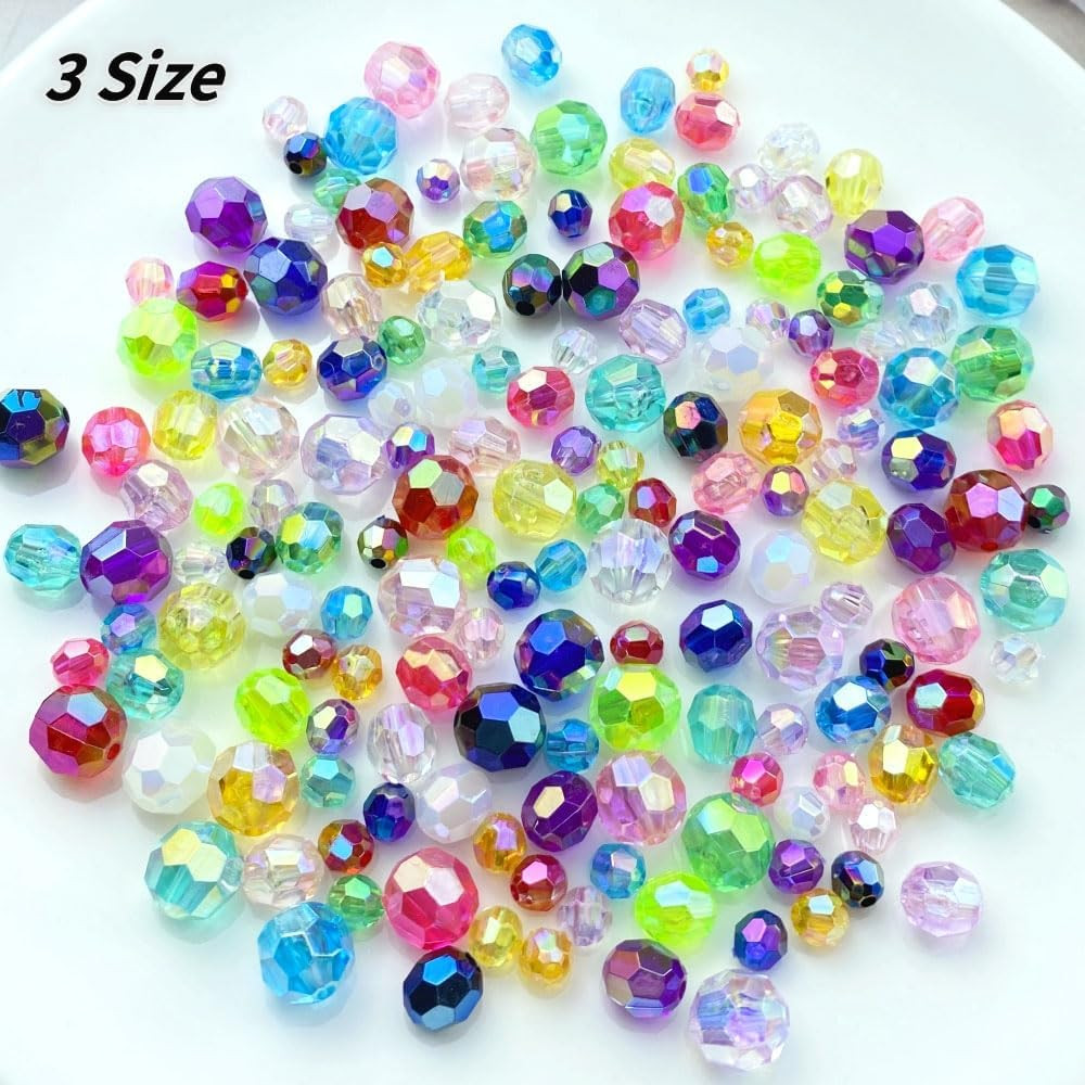 800 Pieces 6Mm Glossy Acrylic Faceted Beads AB Color Crystal round Plastic Space