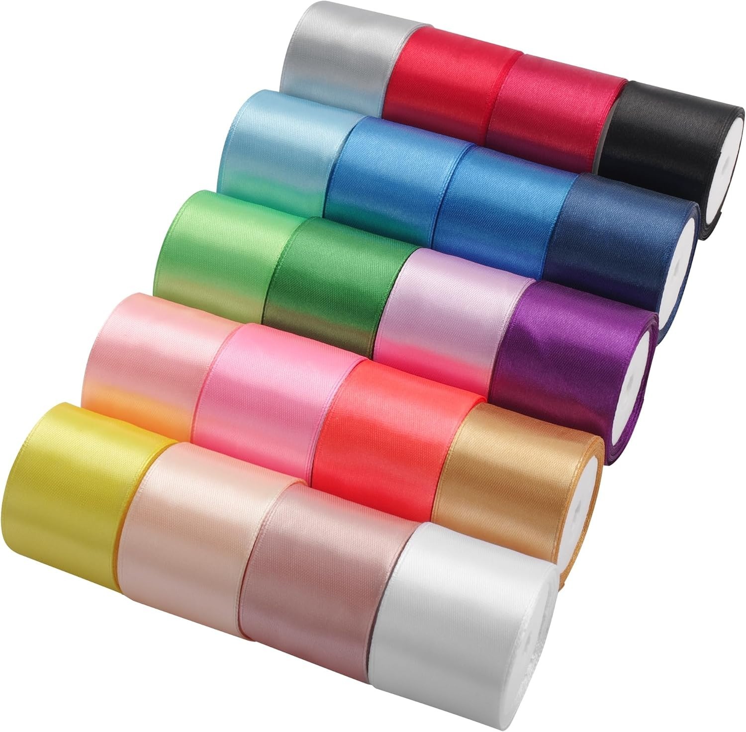 20 Colors Rainbow Ribbon Solid Color Assortment Double Face Satin Ribbon for …