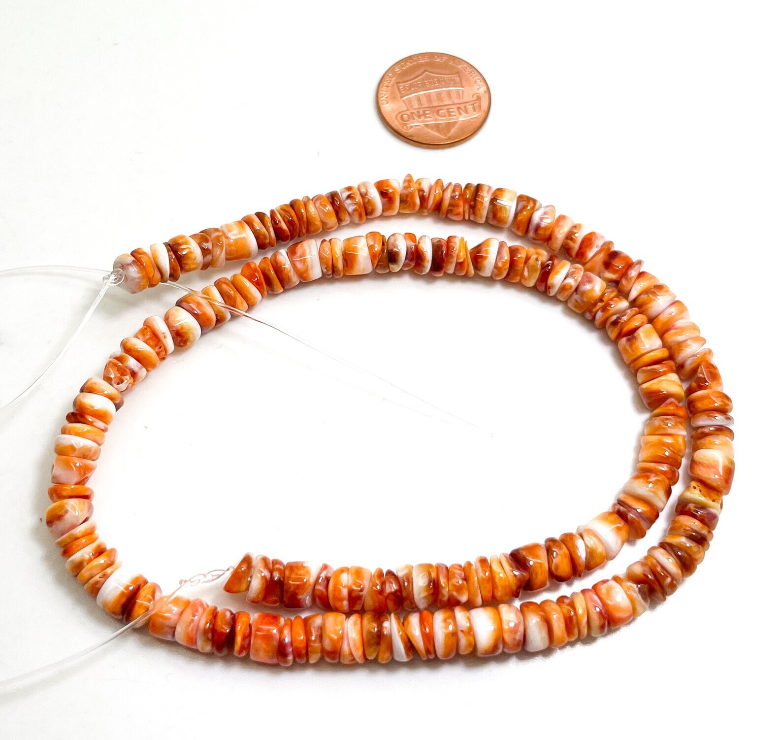 AAA Natural Orange Spiny Oyster Rondelle Disc Polished Heishi 5mm Beads PG221B