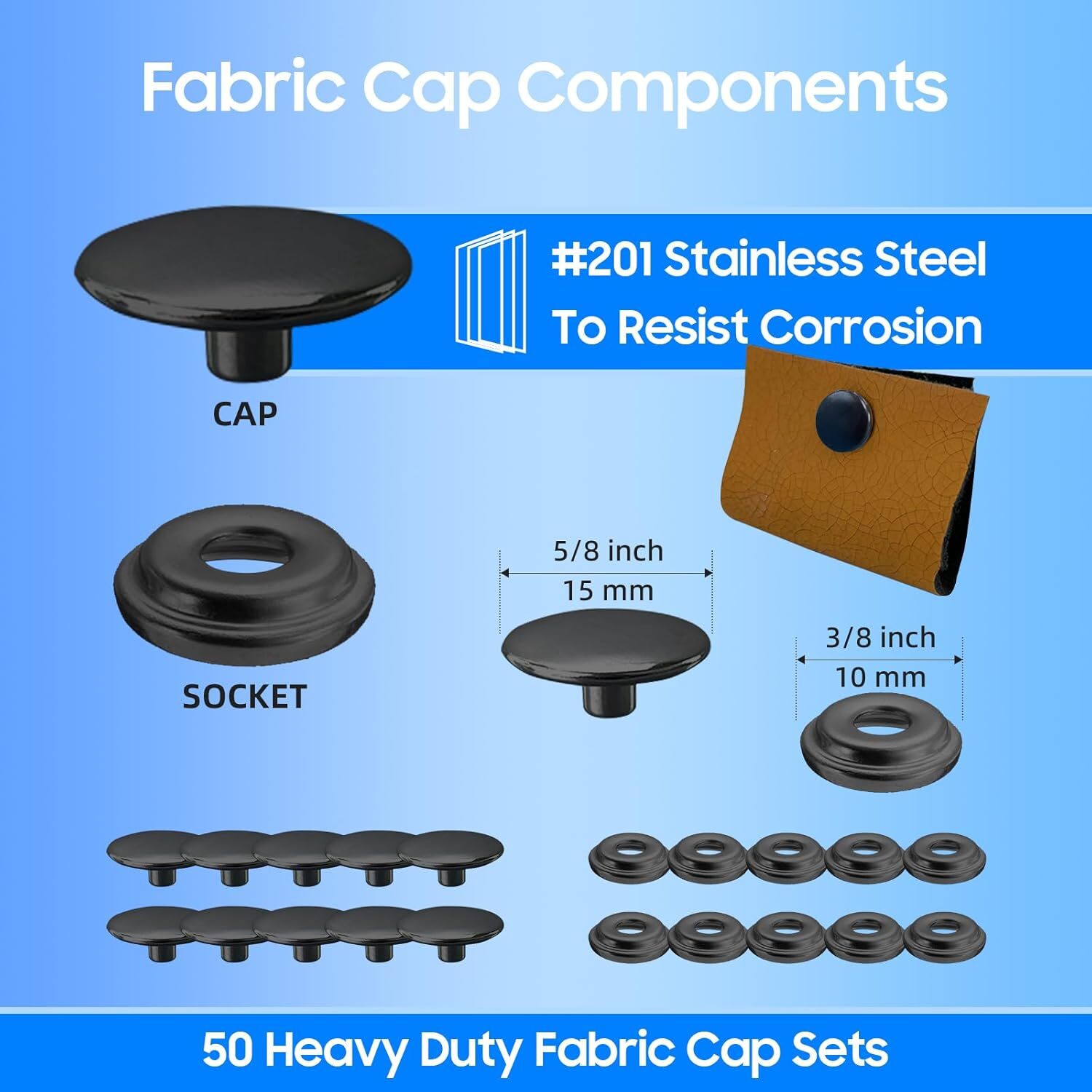 Metal Snaps Fasteners Stainless Steel Snaps Marine Grade With Tool for Boat Tent