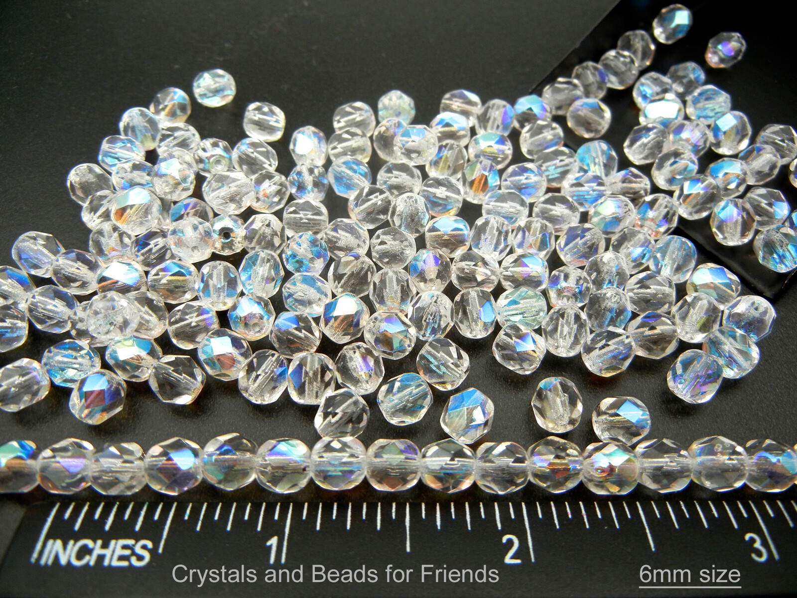 300 Preciosa Czech Glass Fire Polished Round Beads 6mm Crystal AB, clear Aurora