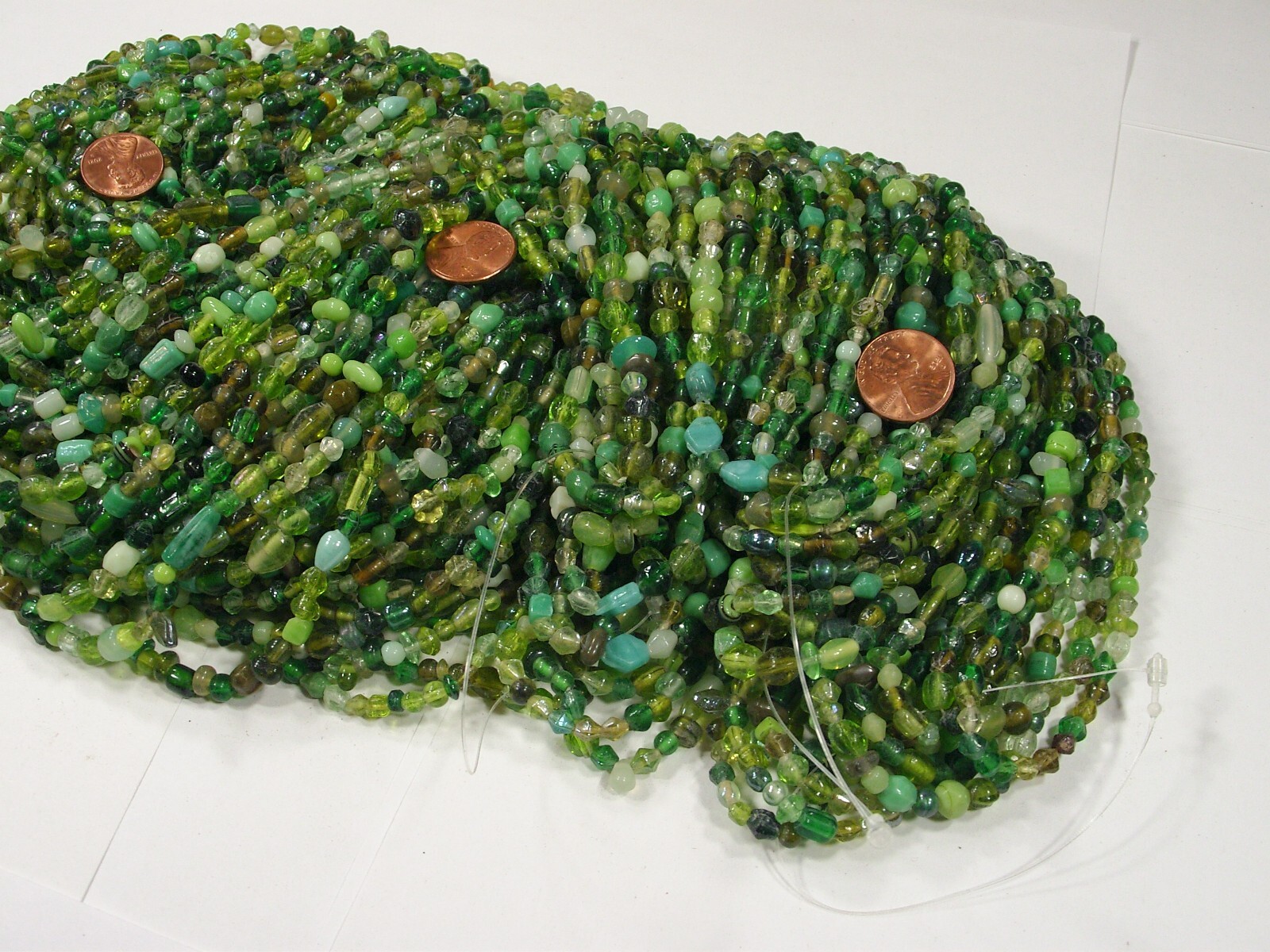 2 Pounds Green Color India Handmade Glass Spacer Beads Bulk Lot (QKP-7) ⭐