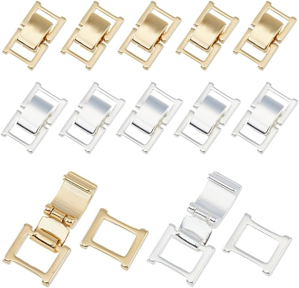 12Pcs 2 Colors Fold over Jewelry Clasp Real 24K Gold Plated Jewelry