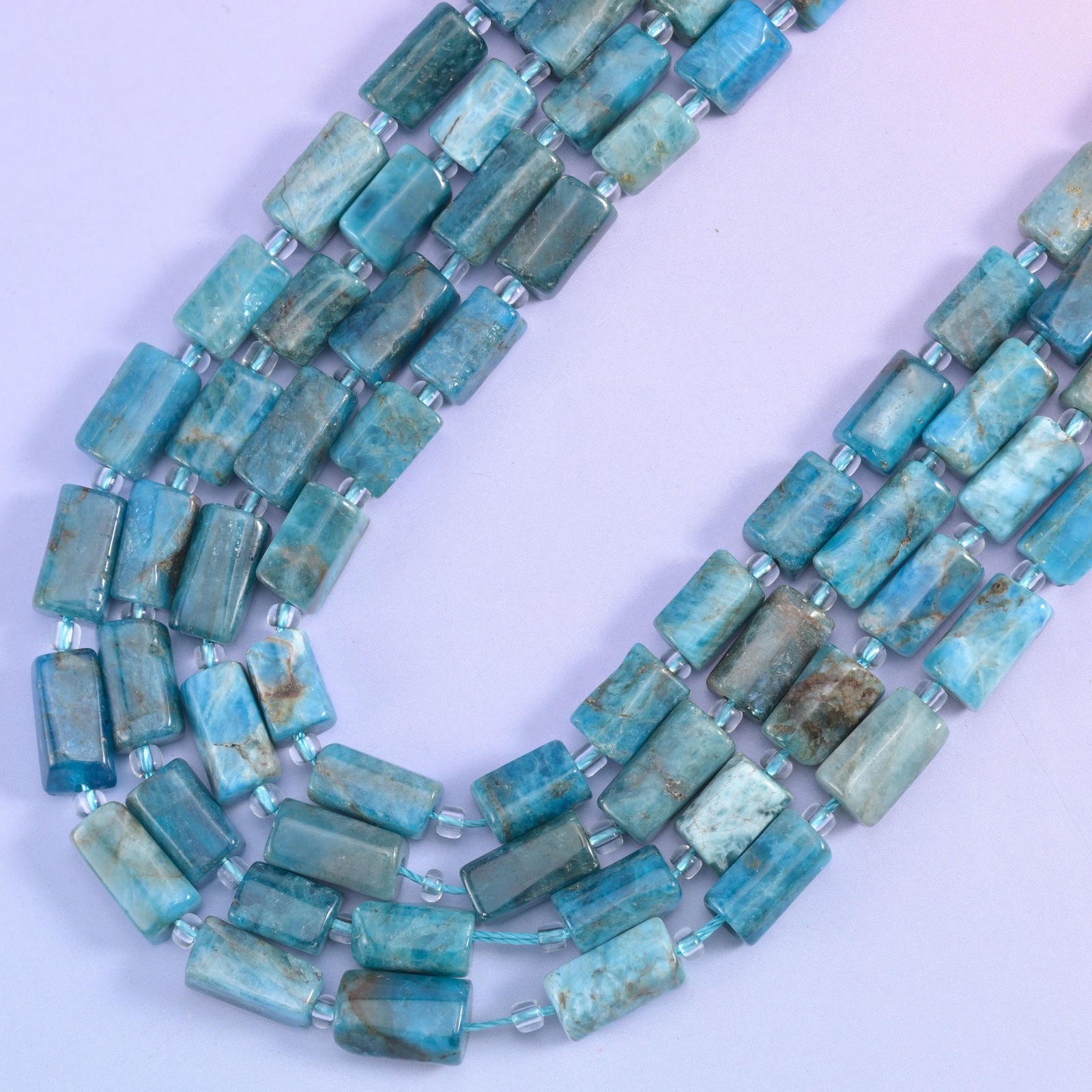 Blue Apatite Faceted Tube Beads Size 12x8mm Jewelry Making 15.5 Inch Strand