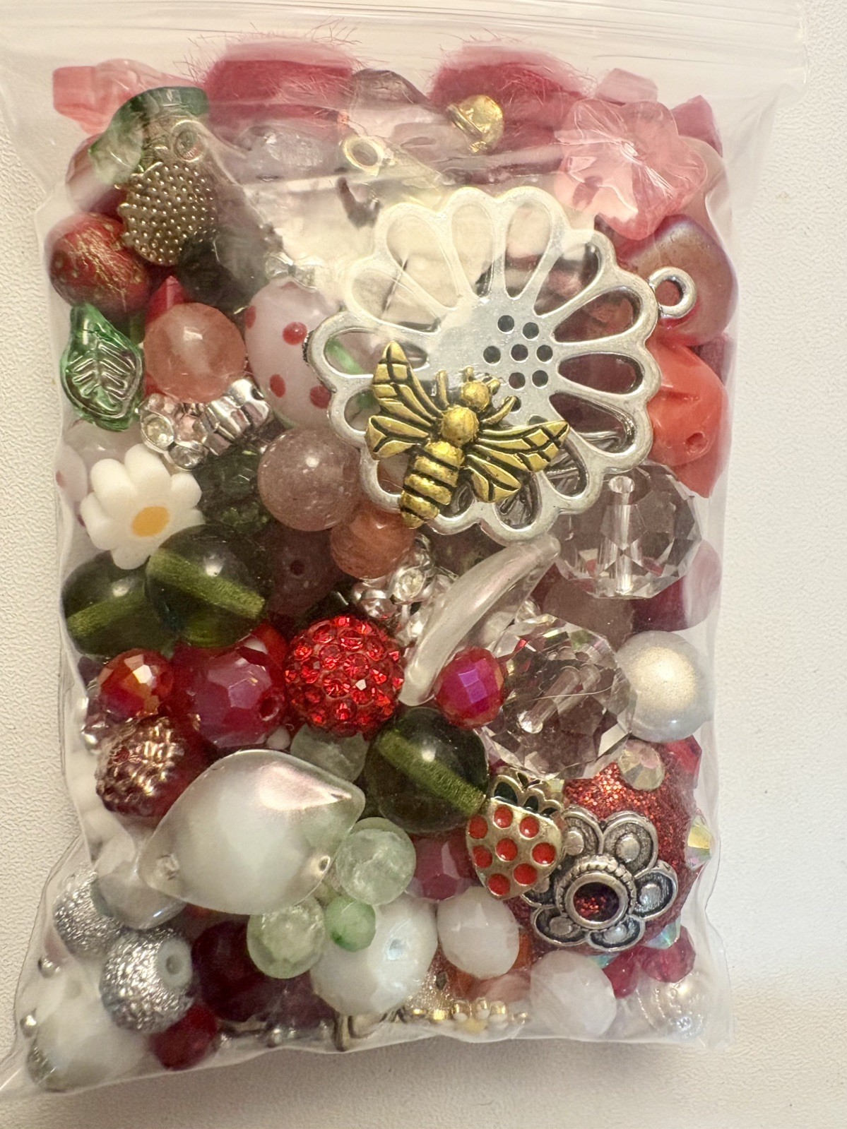 Strawberry BEAD MIX for Jewelry Making – Glass, Gemstone, Boho, Lampwork, Charms