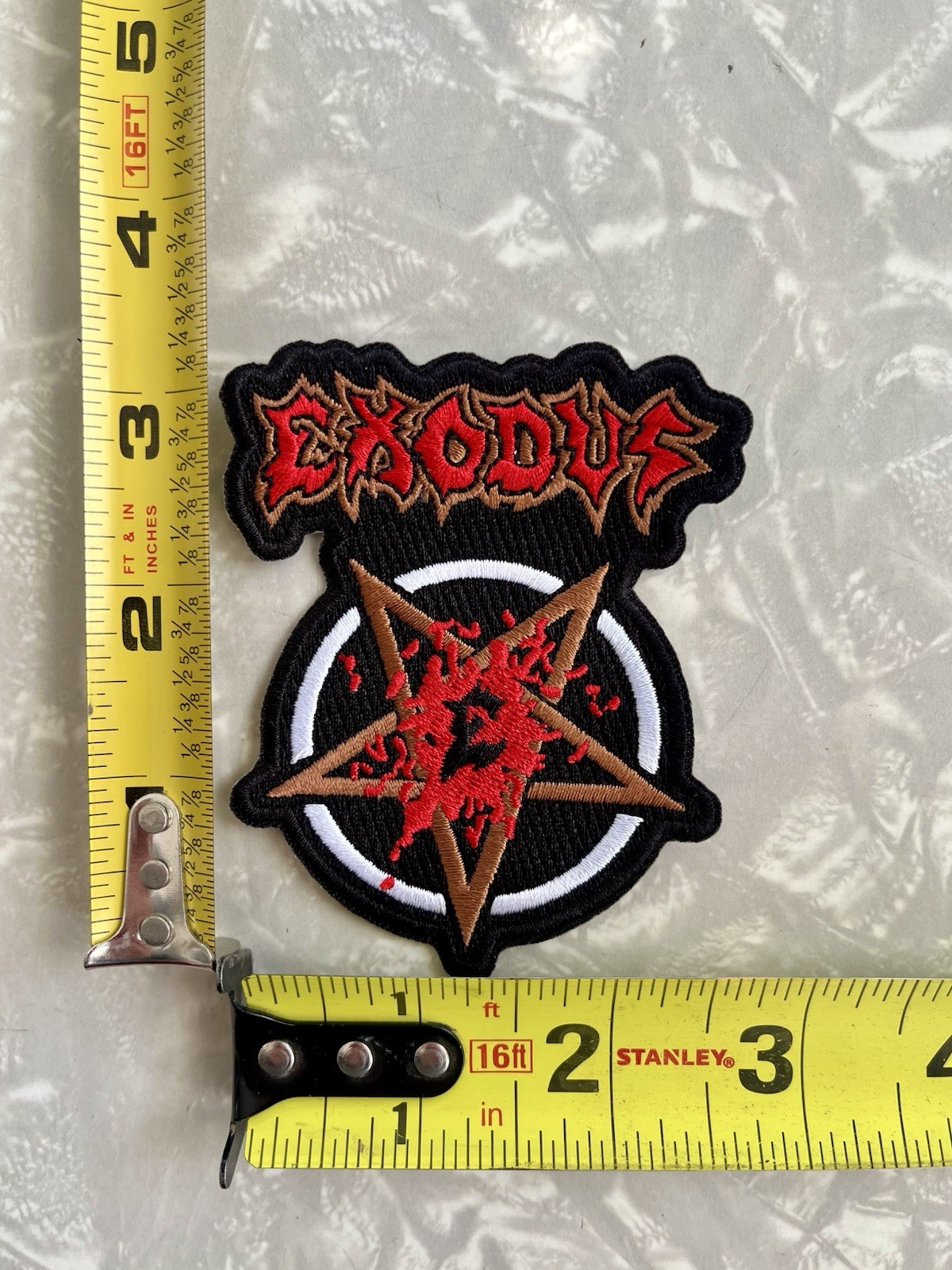 Exodus Iron On Patch No Love Red Brown Black Embroidered Thrash Death Metal