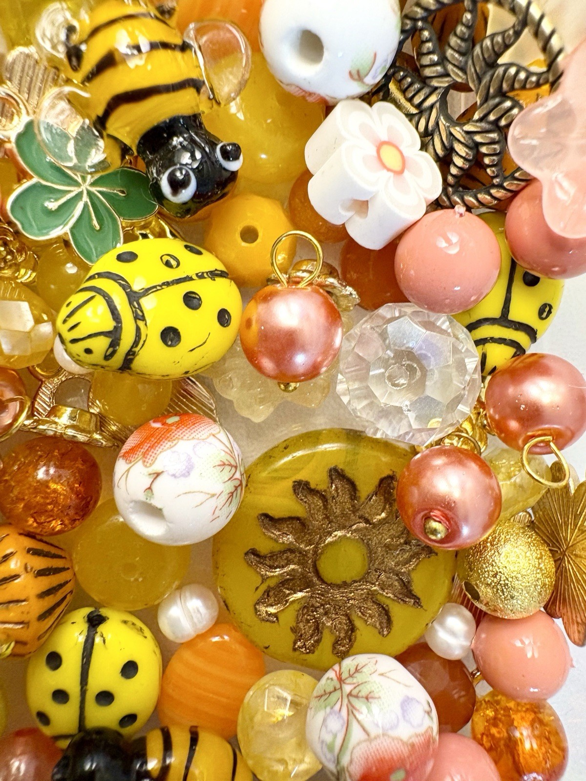 Yellow Sun BEAD MIX for Jewelry Making – Glass, Gemstone, Boho, Charms
