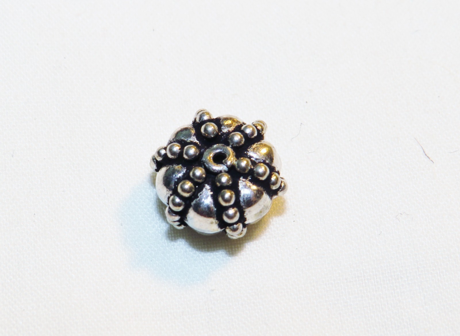 10 x 7mm Beaded Pumpkin Sterling Silver Bead ~ Antique/Oxidized