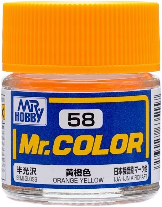 Mr. Hobby C58 Mr. Color Semi Gloss Orange Yellow Lacquer Paint 10ml – US