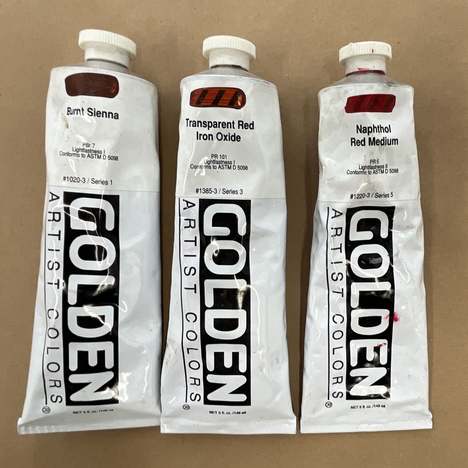 Oil And Acrylic Paint Tubes, Various Colors, Liquitex; Golden; Gamblin.