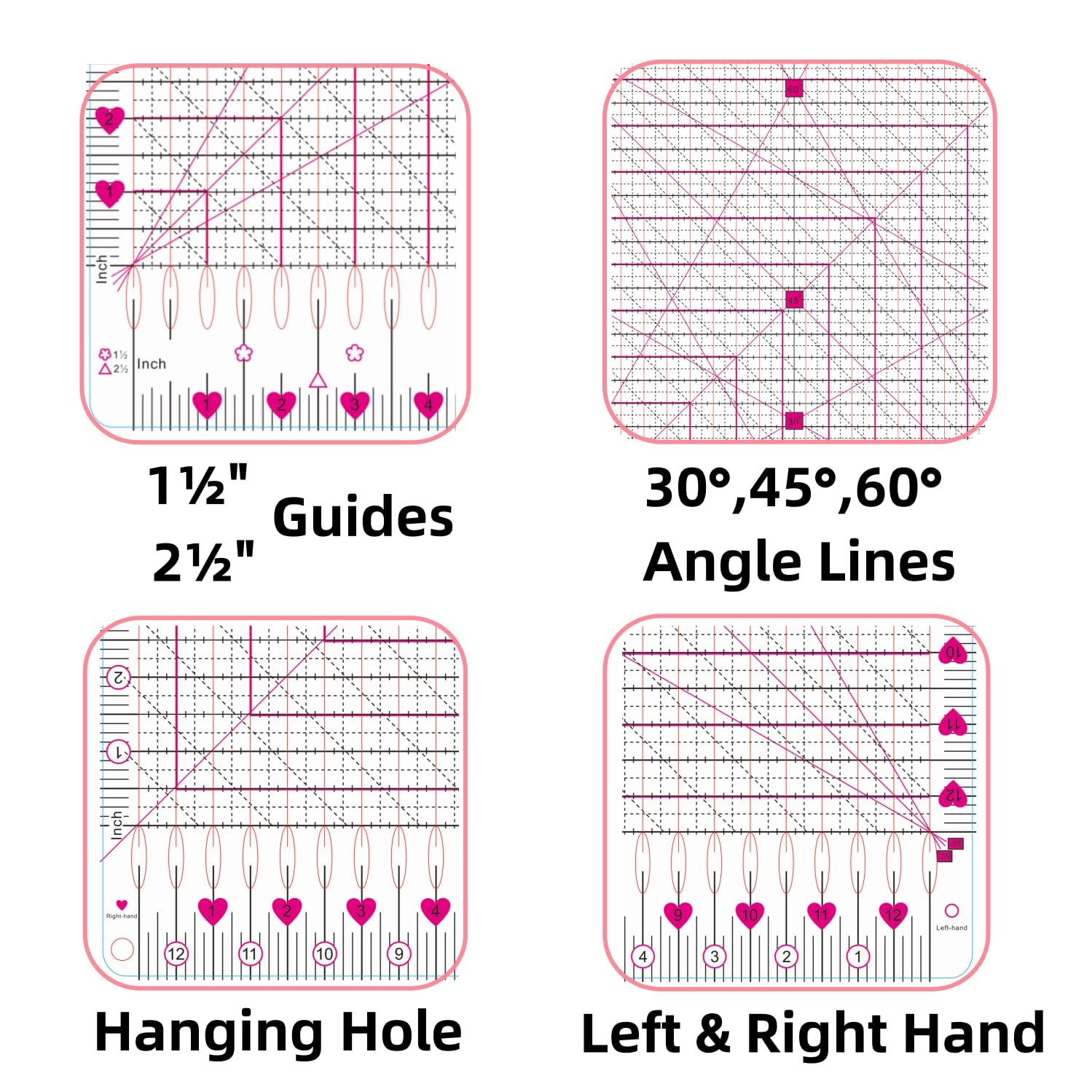 Slotted Quilting Ruler,12.5″X12.5″Slotted Ruler,Slotted Ruler for Quilting
