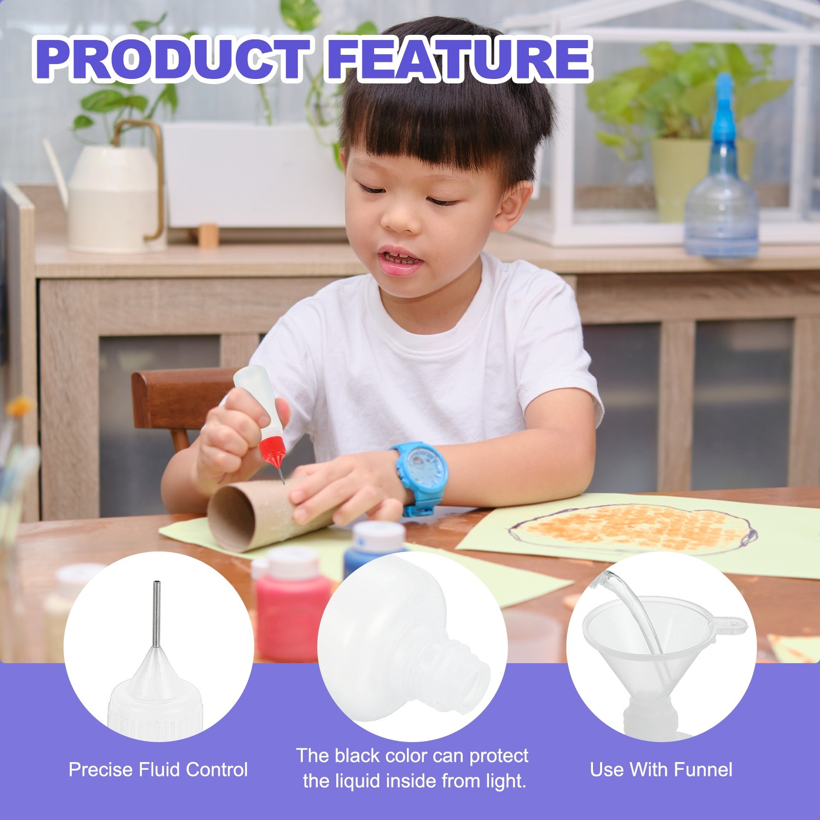 12Pcs Needle Tip Squeeze Bottle,30ml/1oz Glue Bottles(White,with 12 Funnel)