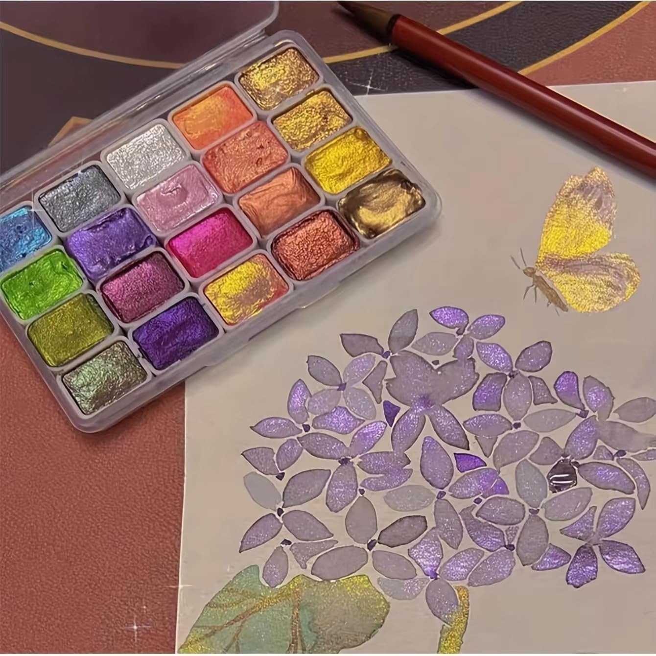 60 Colors Glitter Watercolor Set – Professional Wooden Box Art Paints APR