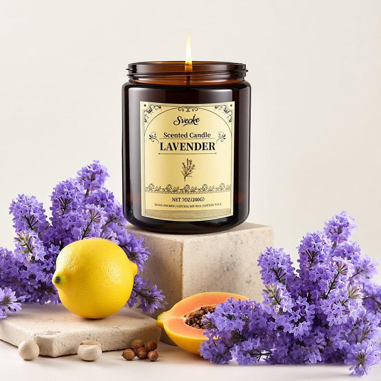 Lavender Scented Candles, 7oz Soy Wax Candle, Long Lasting Aromatherapy Jar C…