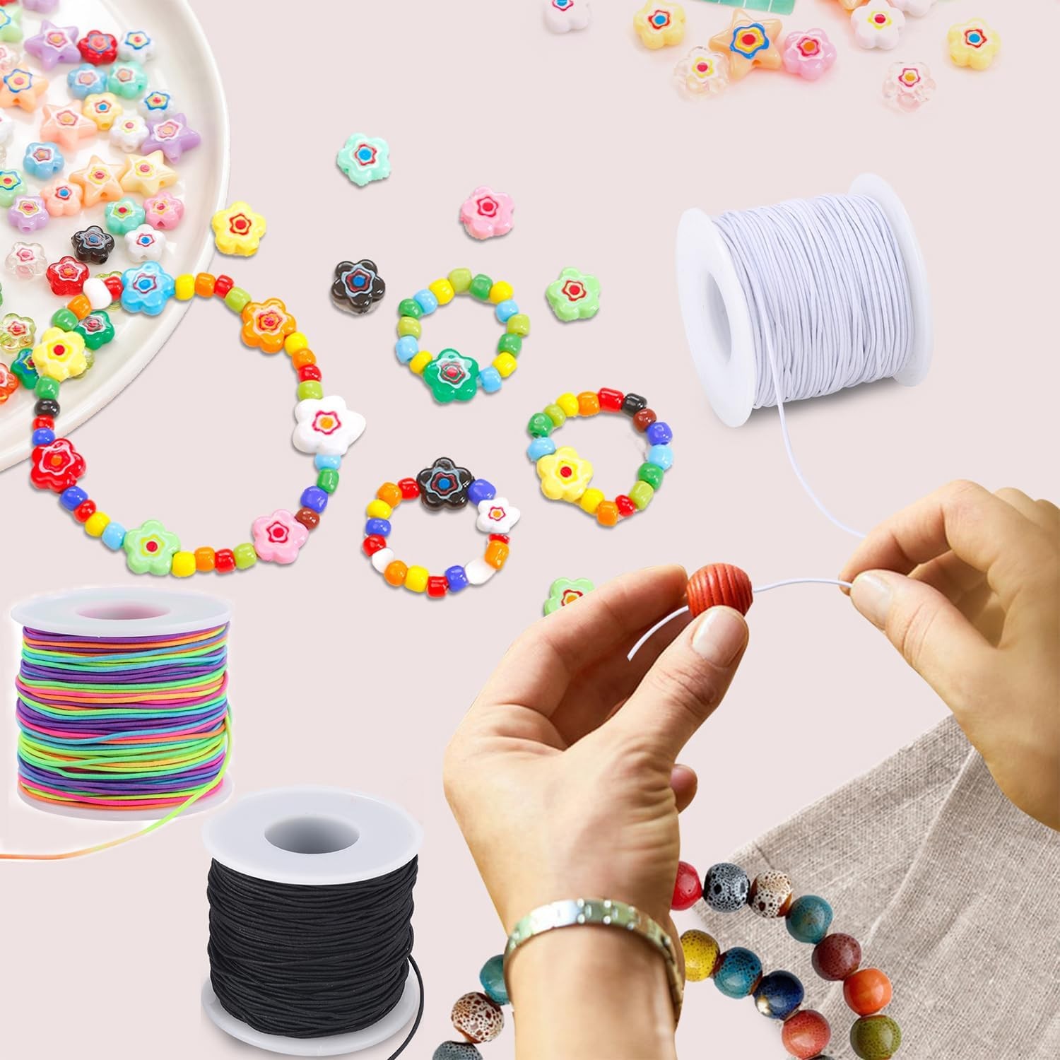 4× Stretchy String for Bracelets Sturdy Elastic Cord DIY Jewelry Making 1 mm USA