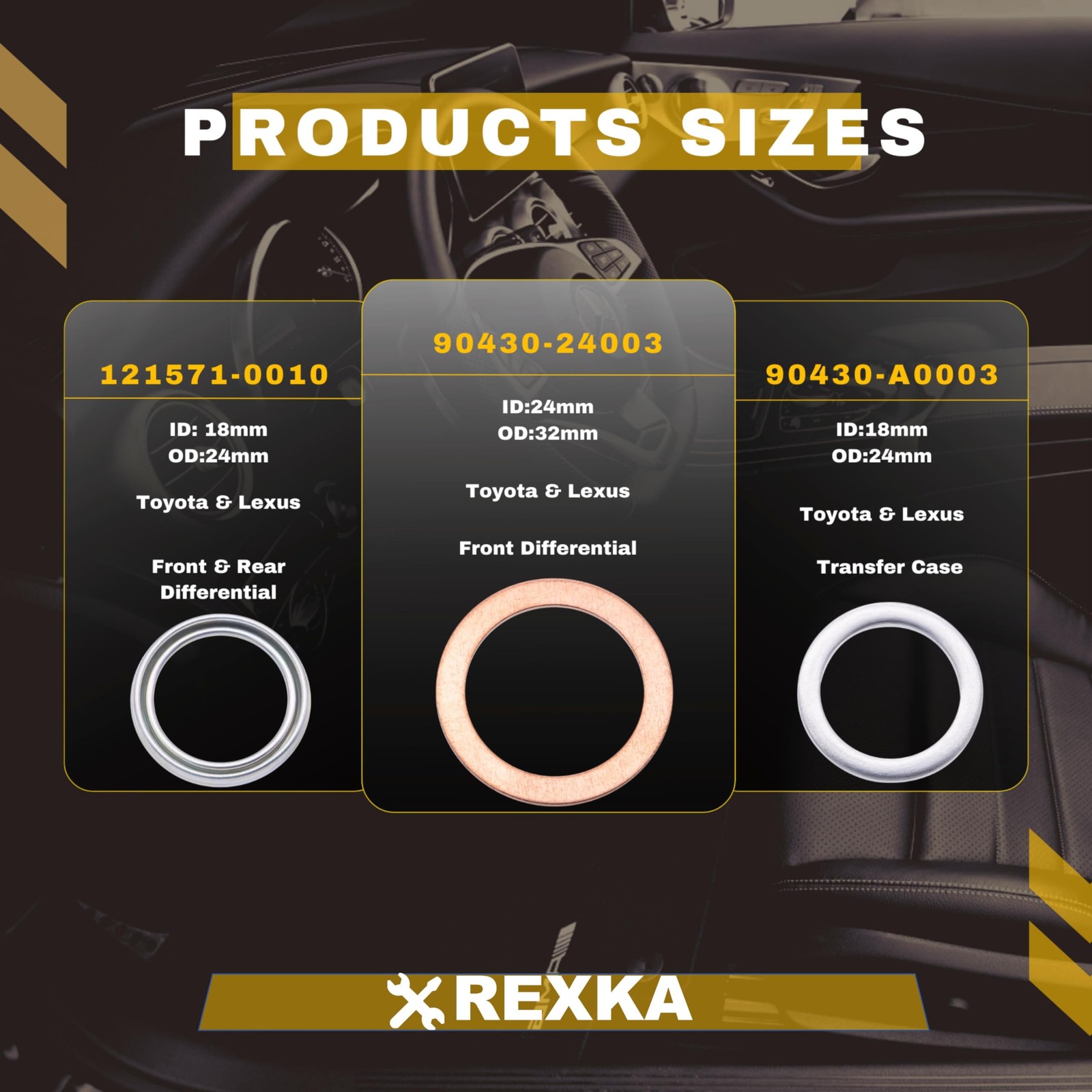 Rexka 12pcs Transfer & & Differential Service Gasket Kit,