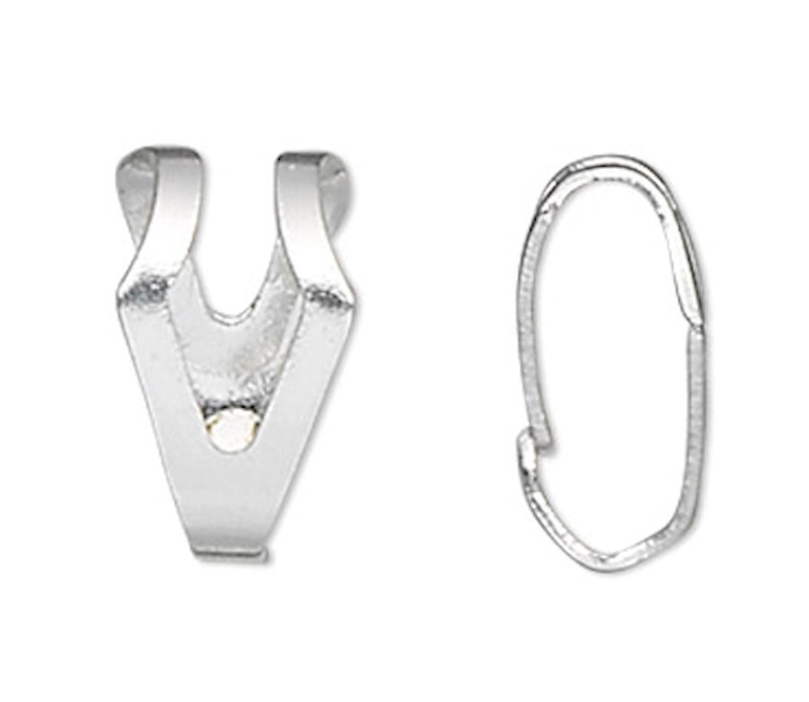 Bail, 100 Silver Plated Brass 6.5x4mm Y Style Snap On Pendant Bails