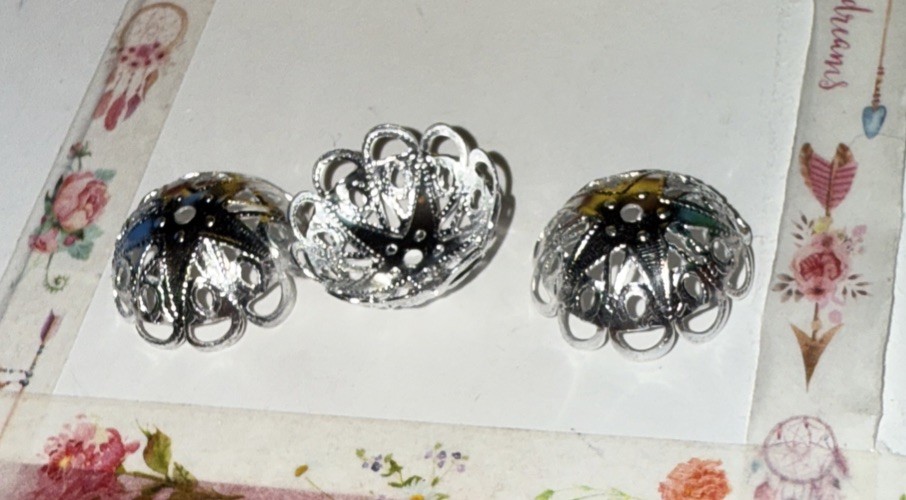 46 Bead Caps Silver-Filled Aluminum 19x7mm Star Flower Design. US Seller