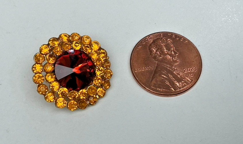 glass crystal amber brass rhinestones 3/4″ 5pcs